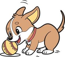 A cartoon dog playing with a ball vector