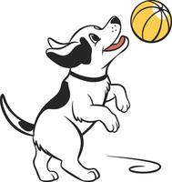 A cartoon dog playing with a basketball vector