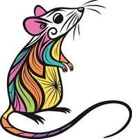 A colorful rat with a colorful pattern on its body vector
