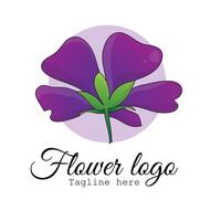 Purple color flower logo with dummy text on white background illustration for various service and product brand identity. vector