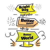 Various road sign board or traffic sign board illustration with text written on it. vector