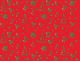 illustration green gradient line object of Christmas season on red background. vector