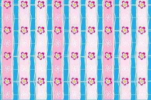 Abstract Pink flower and line on multi pink label on blue background. vector