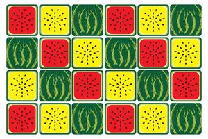 Illustration, Red and yellow watermelon on white background. vector