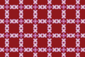 Illustration pattern, Repeating of abstract pink flower on red background. vector