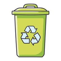 Green Recycling Bin Icon to represent Proper Waste Sorting and Disposal for a Sustainable Future vector