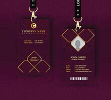 luxury modern id card template, creative vertical business card template with gold color vector