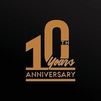 10th years anniversary typography design, festival graphic element with golden color vector