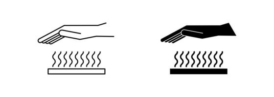 outline silhouette hot surface icon set isolated on white background vector