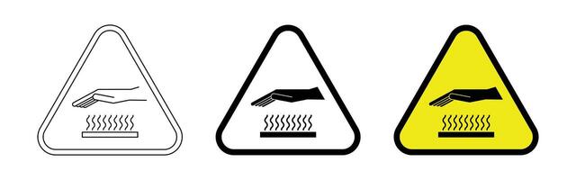 triangular caution hot surface sign set vector