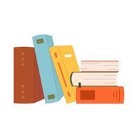 Cute illustration stack of books to read. World Book Day. Education concept. Design template with pile of open books. Simple funny clipart isolated on white. Book festival. vector