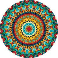 Mandala with Radiating Patterns in Warm and Cool Tones vector