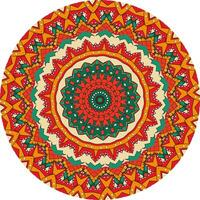 Intricate Mandala Design Featuring Vibrant Red, Blue, and Yellow Patterns vector