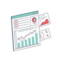 A graph chart is shown on a paper vector
