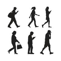 People walking and using cell phones illustration vector