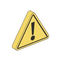 A yellow warning sign with an exclamation mark vector