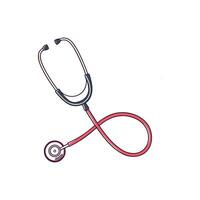 A red stethoscope is shown on a white background vector