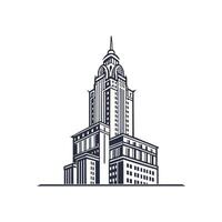 The empire state building is shown in a line drawing vector