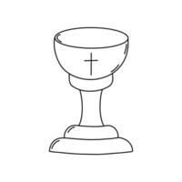Doodle of Golden baptismal font with cross. Christian religion. illustration vector