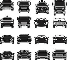A large set of car front view illustration vector