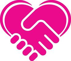 A silhouette image of a Handshake Heart Symbol vector