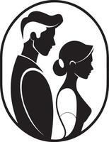 A modern and unique silhouette of a man and woman in a cameo style. vector
