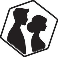 a modern and unique silhouette of a man and woman in a contemporary cameo style. vector
