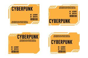 Cyberpunk Futuristic Barcode Label Design Template Elements Pack vector