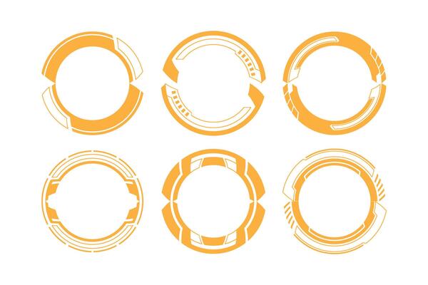 Cyberpunk Futuristic Abstract Geometric Circulars Design Template Elements Pack