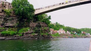 Scenic River View with Bridge and Temples video