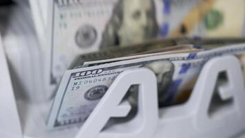 US dollar banknote in counting machine. Automatic mechanism for bank financial operations. video