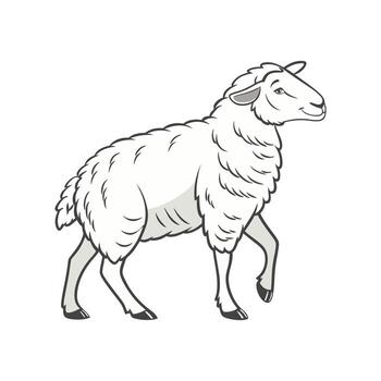 un oveja es en pie en un línea en un blanco antecedentes vector