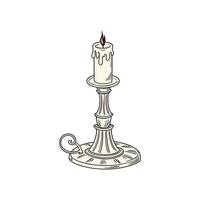 A candle is sitting on a pedestal with a candle holder vector