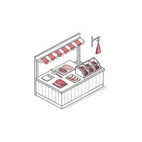 A butcher's counter with meat and other items vector