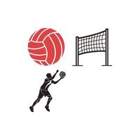 Volleyball player with ball and net illustration vector