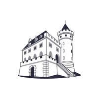 A castle with a tower and stairs vector