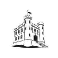 A black and white drawing of a castle vector