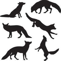Fox silhouette set isolated illustrations on white background vector