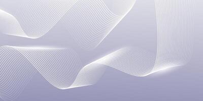 Abstract gray background with white shining curved wave lines vector