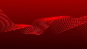 Abstract wavy lines on dark red gradient background. Dynamic flowing glowing lines background. vector