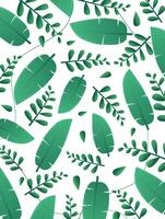 A green leaf pattern with leaves on a white background vector