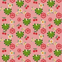 Cherry Heart Petal Floral Pattern Playful Pink Graphic Backgrounds For Wrapping Paper Print. vector