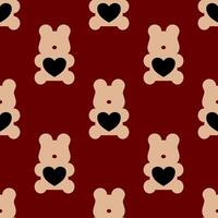 Bear And Heart Minimal Graphic Seamless Pattern For Print Product Wallpaper Wrapping Paper. vector