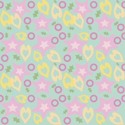 Petal Star Motif And Leaf Pastel Floral Pattern Graphic Textile Romance Wrapping Paper.