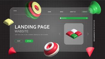 Design background a landing page featuring a 3D abstract geometric style in Christmas color vector
