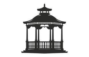 A Gazebo Silhouette isolated on a white background vector