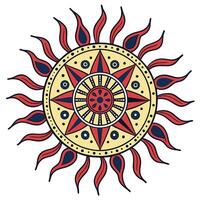 symmetrical mandala with sunburst elements vector