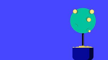 Animated illustration of a money tree with coins. Symbol of financial growth and prosperity through investment. video