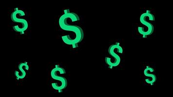 Animated dollar icons appearing on a transparent background, ideal for financial, business and economic themed content. video
