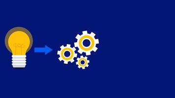 Animated illustrations of light bulbs, gears, and banknotes illustrate that innovative ideas implemented through effective processes can generate significant economic benefits video